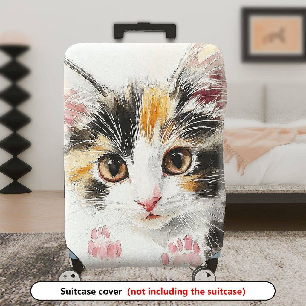 1-Piece Cute Adorable Cat Watercolor Animal Art  Suitcase Luggage Cover, Stretch Protective Sleeve