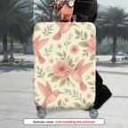 1-Piece Hummingbird Floral Nature Art Elegant  Suitcase Luggage Cover, Stretch Protective Sleeve