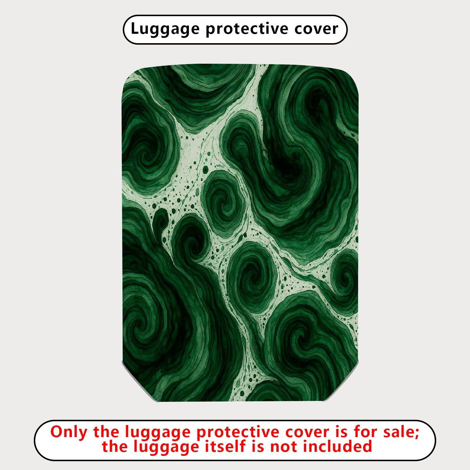 1-Piece Abstract Swirl Pattern Green Artistic Fluid Natural  Suitcase Luggage Cover, Stretch Protective Sleeve