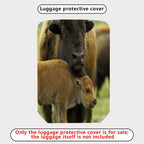 1-Piece Animal Nature Wildlife Family Buffalo Cow Calf  Suitcase Luggage Cover, Stretch Protective Sleeve