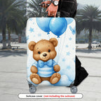 1-Piece Cute Bear Blue Balloon Stars Clouds Butterfly  Suitcase Luggage Cover, Stretch Protective Sleeve
