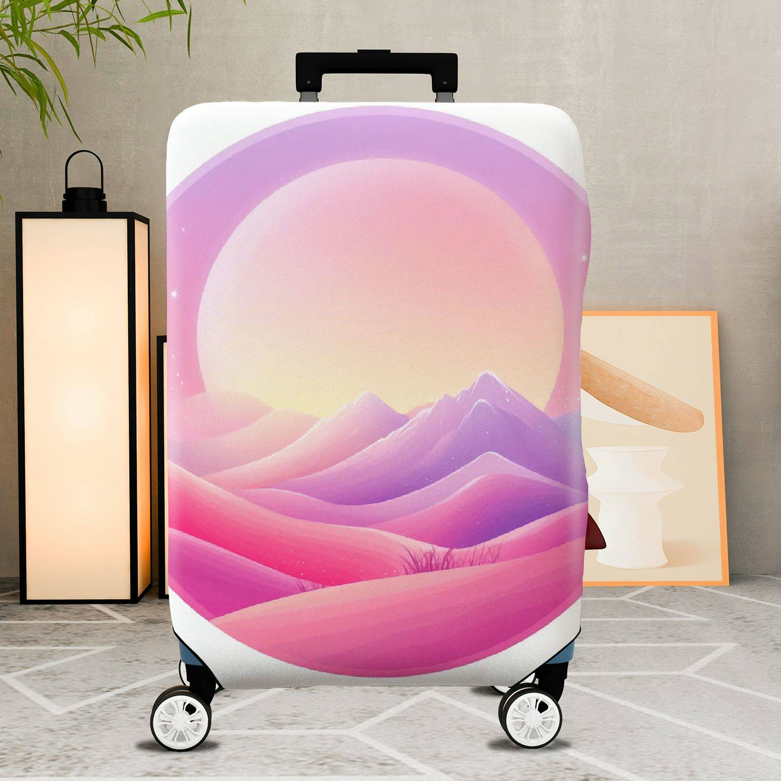1-Piece Sunrise Mountain Landscape Pastel Scenic Artistic Colorful  Suitcase Luggage Cover, Stretch Protective Sleeve