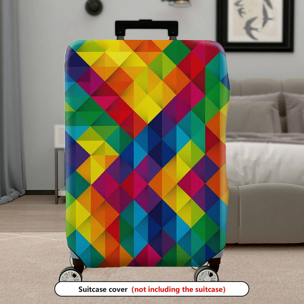 1-Piece Colorful Geometric Diamond Pattern Luggage  Suitcase Luggage Cover, Stretch Protective Sleeve