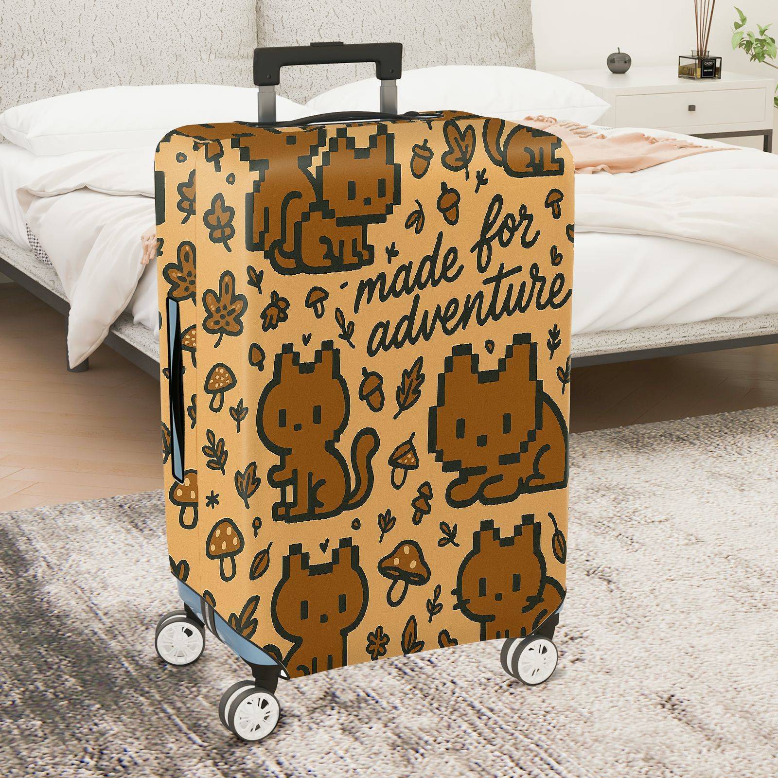 1-Piece Adventure Cat Nature Fun Playful  Suitcase Luggage Cover, Stretch Protective Sleeve