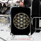 1-Piece Black Gold Geometric Flower Mandala  Suitcase Luggage Cover, Stretch Protective Sleeve