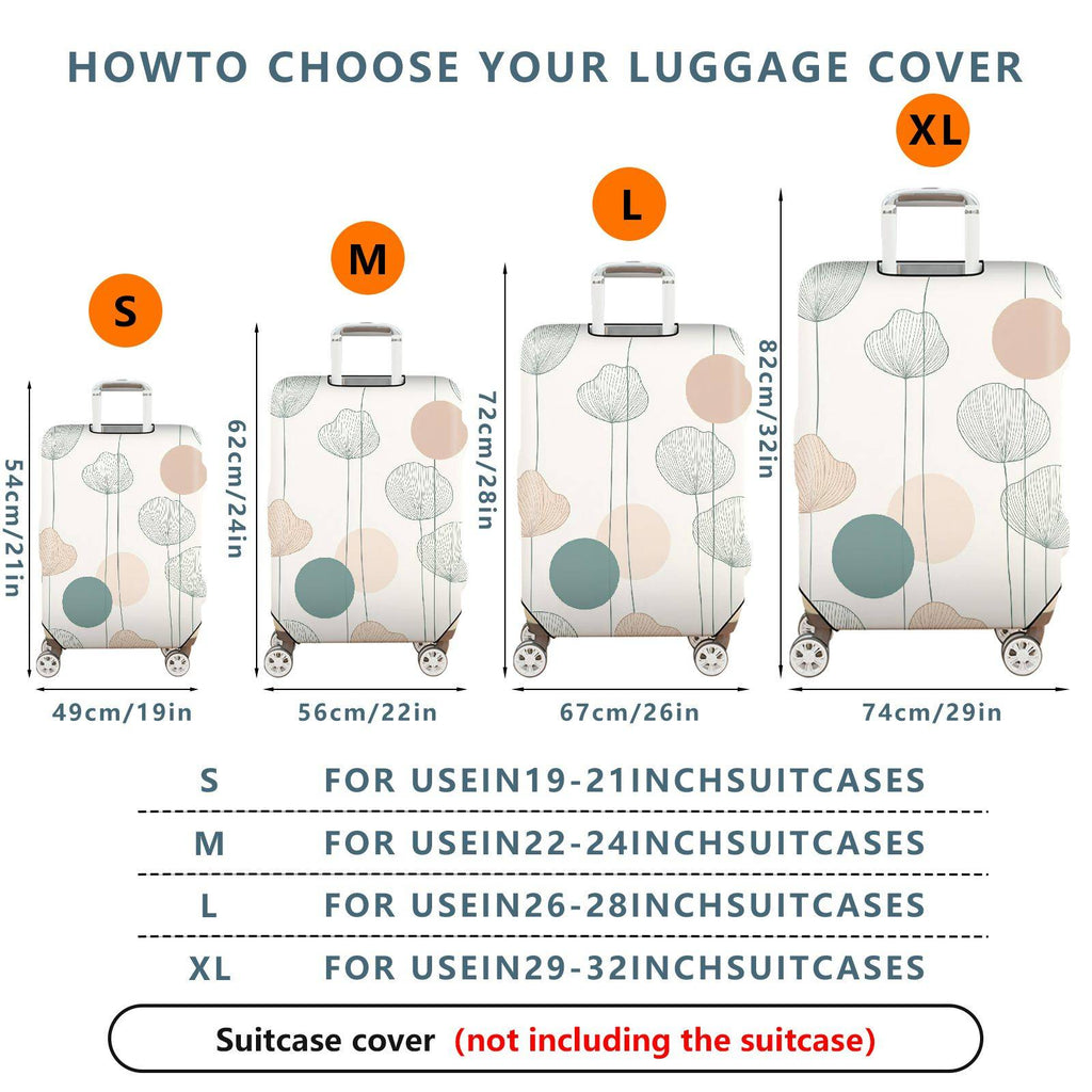 1-Piece Minimalist Vintage Botanical Geometric Abstract  Suitcase Luggage Cover, Stretch Protective Sleeve