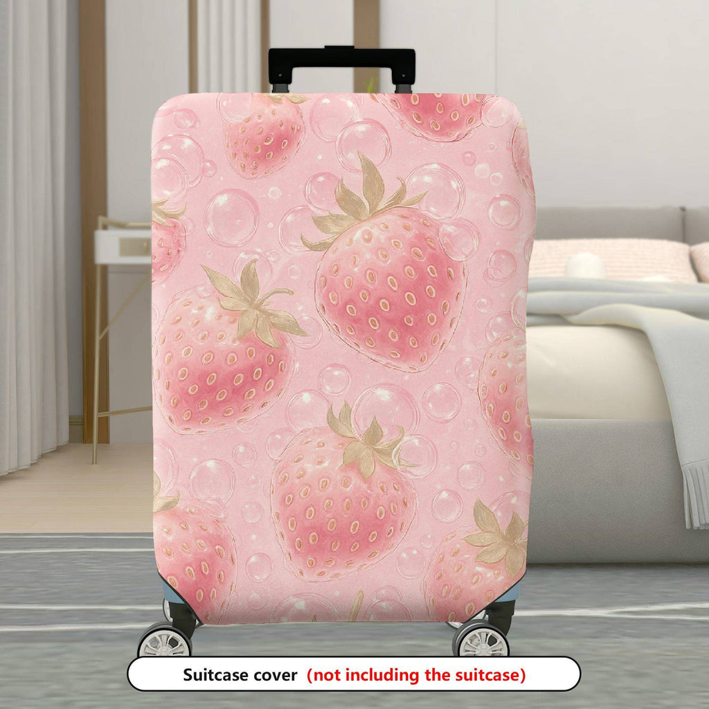 1-Piece Strawberry Pink Bubble Cute Fun Cheerful  Suitcase Luggage Cover, Stretch Protective Sleeve