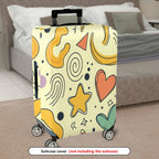 1-Piece Abstract Retro Colorful Star Heart Spiral Dot  Suitcase Luggage Cover, Stretch Protective Sleeve