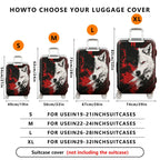 1-Piece Red Black Wolf Animal Abstract Stylish Cool Artistic  Suitcase Luggage Cover, Stretch Protective Sleeve