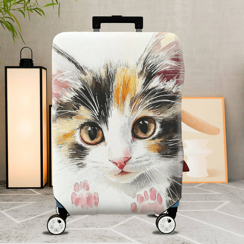 1-Piece Cute Adorable Cat Watercolor Animal Art  Suitcase Luggage Cover, Stretch Protective Sleeve