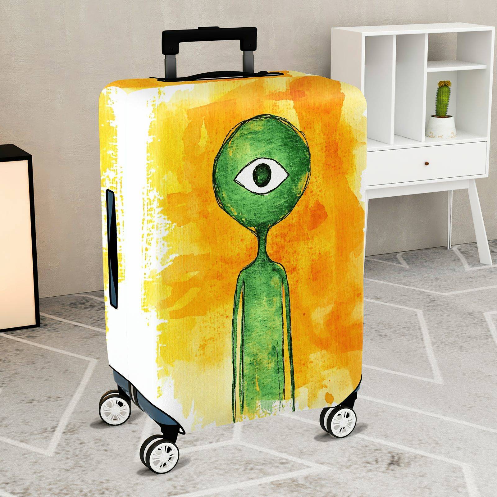 1-Piece Abstract Alien Art Unique Colorful Eye Catching Creative Luggage  Suitcase Luggage Cover, Stretch Protective Sleeve