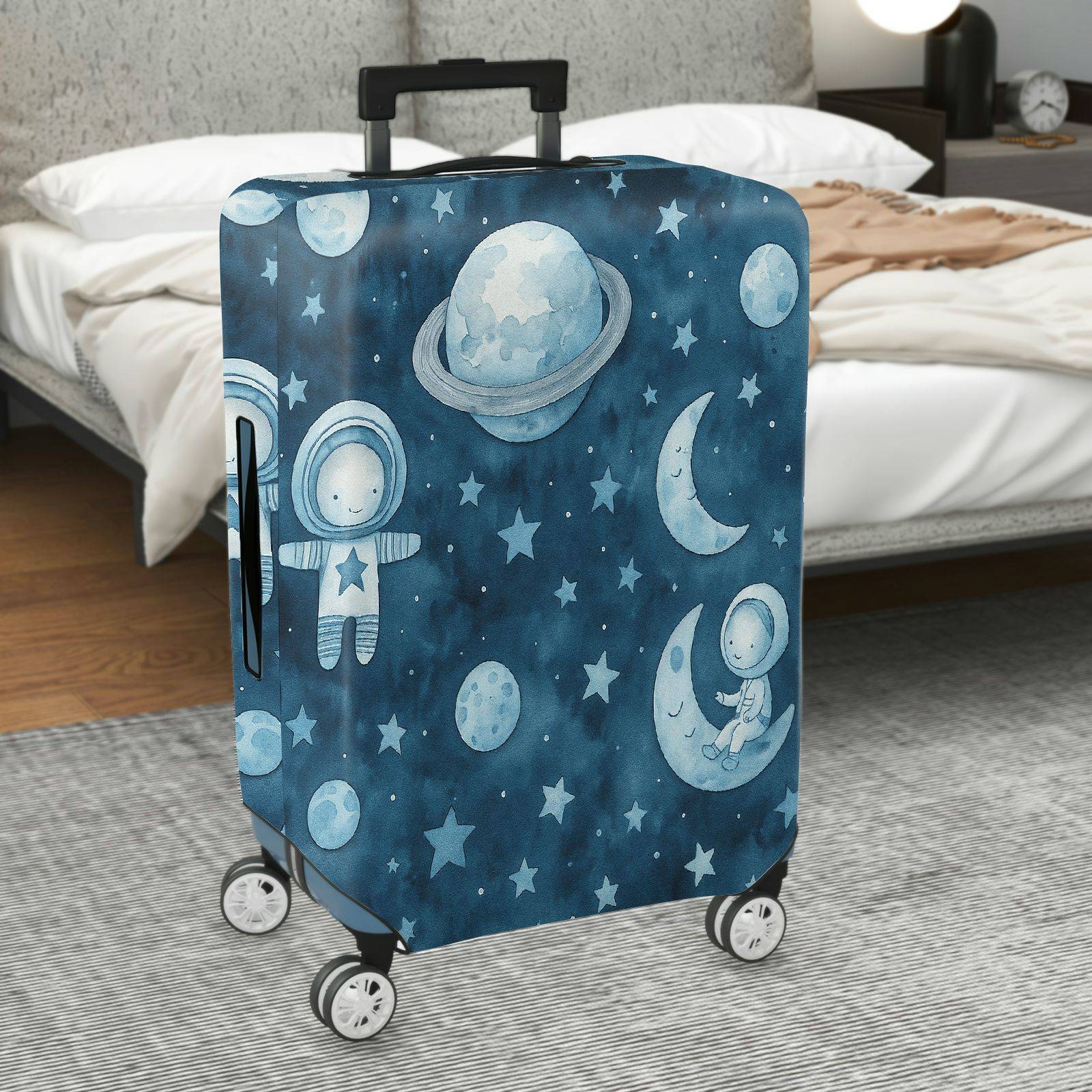 1-Piece Astronaut Moon Star Planet Space  Suitcase Luggage Cover, Stretch Protective Sleeve