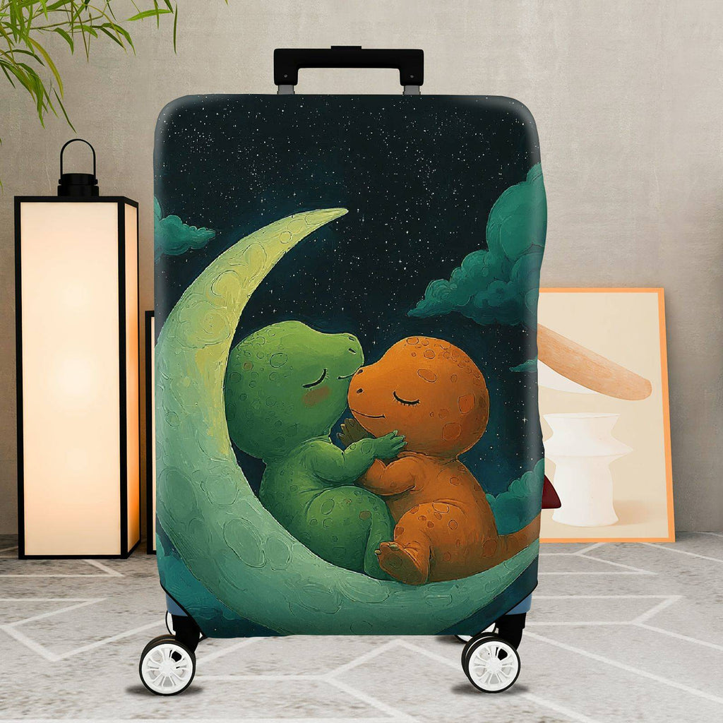 1-Piece Dinosaur Moon Stars Clouds Night Cute  Suitcase Luggage Cover, Stretch Protective Sleeve