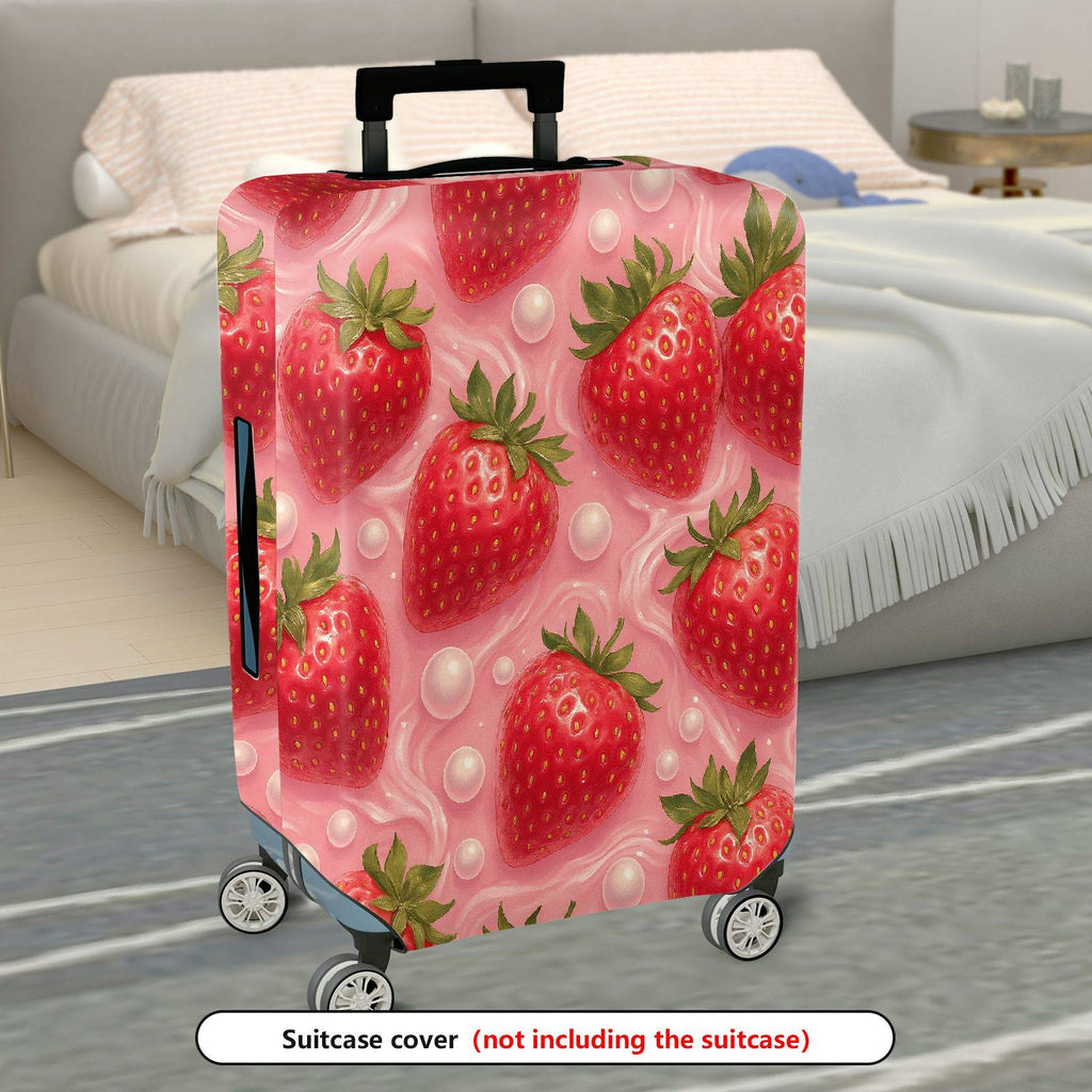 1-Piece Cute Strawberry Bubbles Pink Sweet Fun Colorful  Suitcase Luggage Cover, Stretch Protective Sleeve