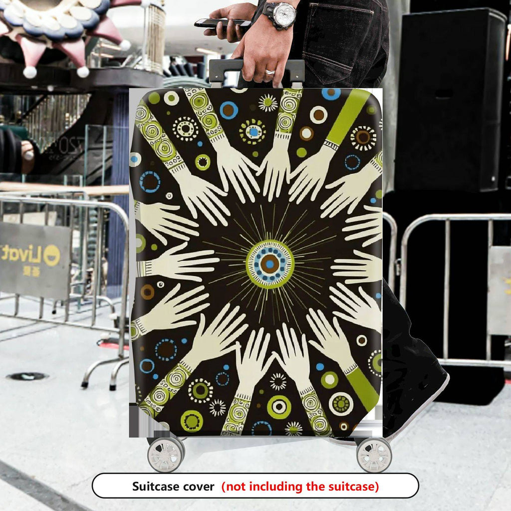 1-Piece Abstract Hand Geometric Circle Bohemian  Suitcase Luggage Cover, Stretch Protective Sleeve