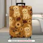 1-Piece Cute Floral Kitten Vintage Artistic Pattern  Suitcase Luggage Cover, Stretch Protective Sleeve
