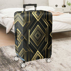 1-Piece Geometric Black Gold Diamond Pattern Abstract Modern Elegant  Suitcase Luggage Cover, Stretch Protective Sleeve