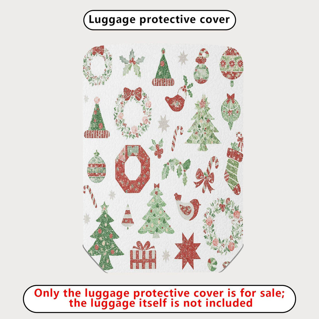 1-Piece Christmas Holiday Ornament Tree Gift Wreath Snowflake  Suitcase Luggage Cover, Stretch Protective Sleeve