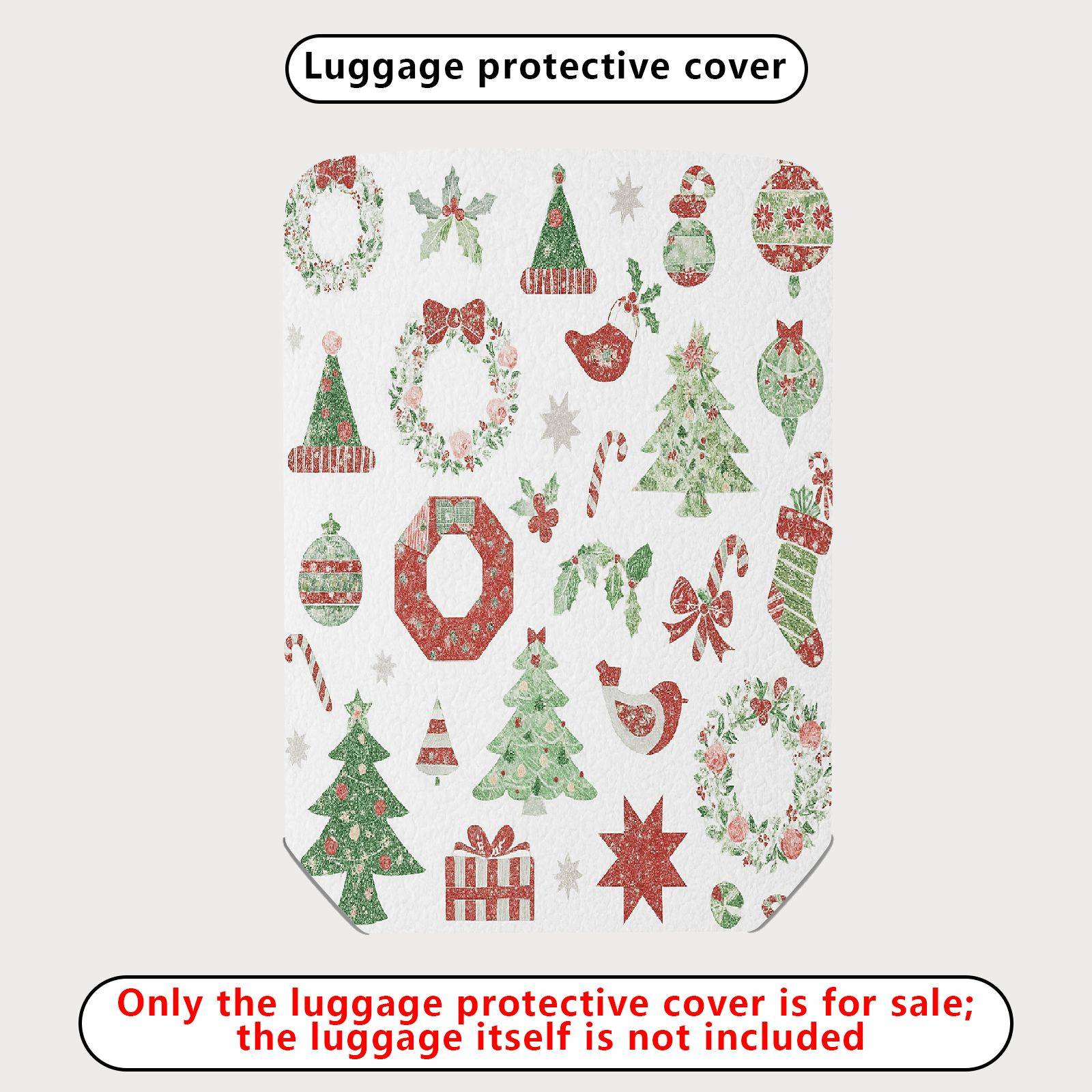 1-Piece Christmas Holiday Ornament Tree Gift Wreath Snowflake  Suitcase Luggage Cover, Stretch Protective Sleeve