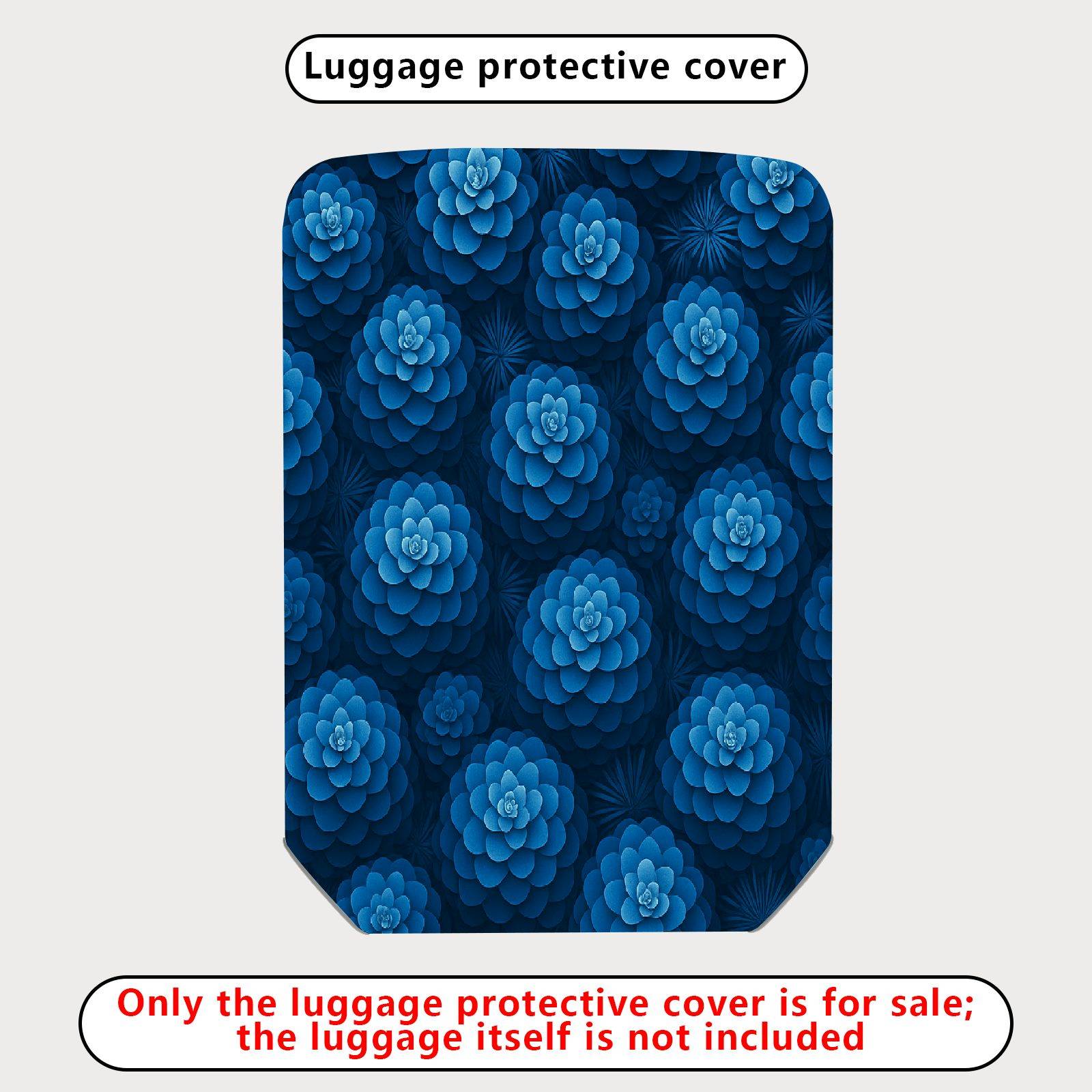 1-Piece Blue Floral Pattern Travel Holiday Spring Stylish  Suitcase Luggage Cover, Stretch Protective Sleeve