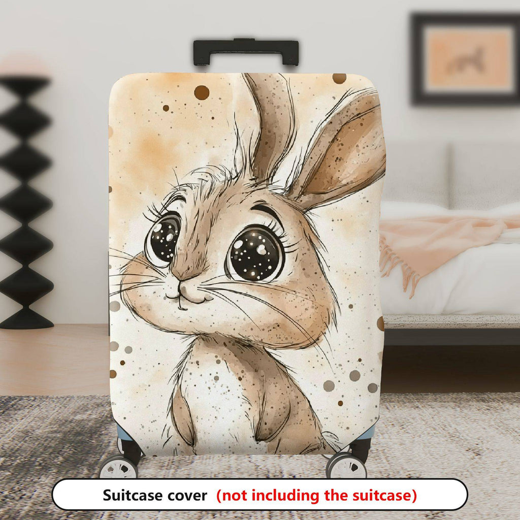 1-Piece Cute Animal  Bunny Polka Dot Watercolor  Suitcase Luggage Cover, Stretch Protective Sleeve