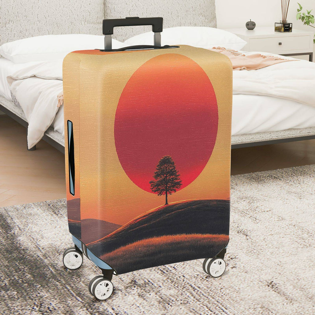1-Piece Sunset Tree Landscape Minimalist Art Nature Fashion  Suitcase Luggage Cover, Stretch Protective Sleeve