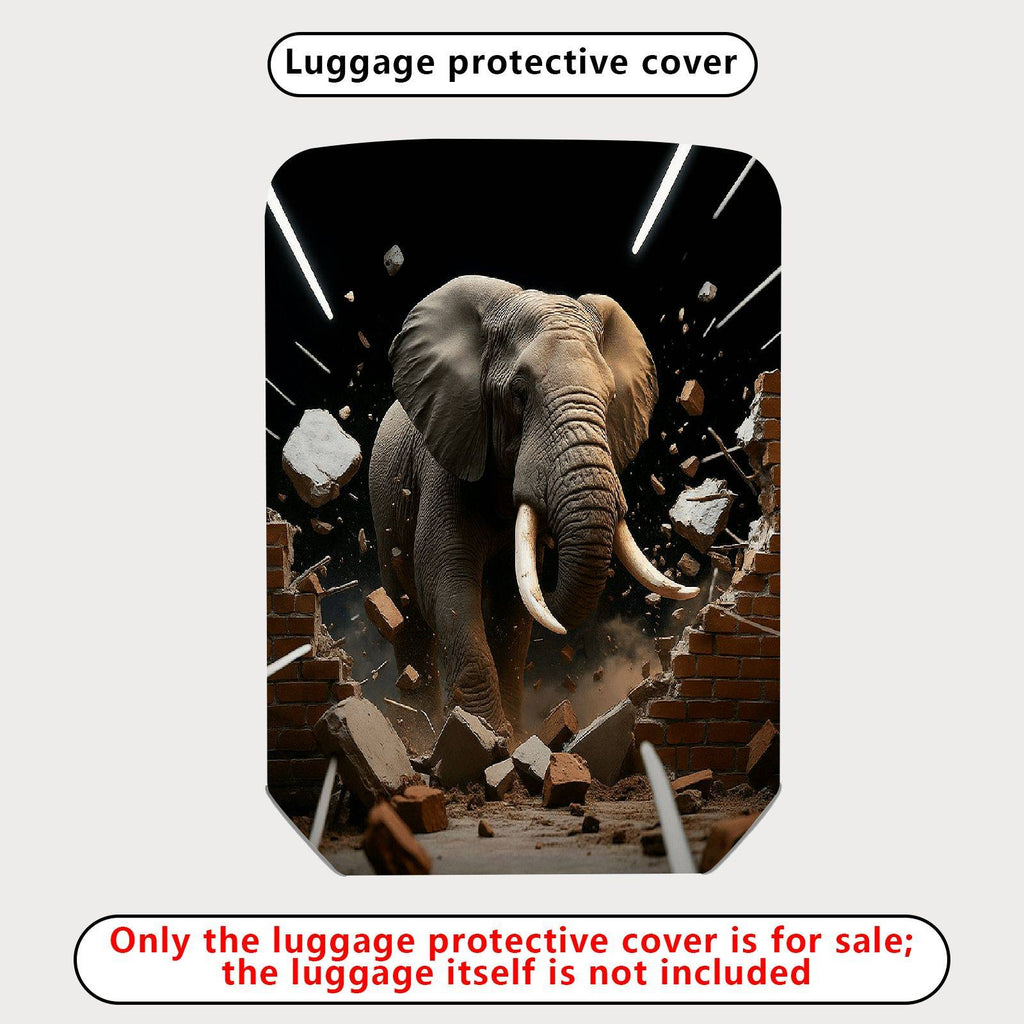 1-Piece Elephant Brick Wall Illustration Bold Impact Artistic Creative Elephant theme, Holiday  Suitcase Luggage Cover, Stretch Protective Sleeve