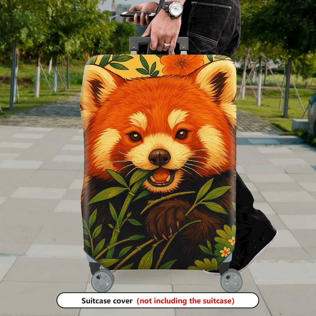 1-Piece Red Panda Floral Leaf Nature Animal Cute  Suitcase Luggage Cover, Stretch Protective Sleeve