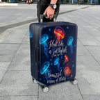 1-Piece Jellyfish Ocean Stars Colorful Cosmic Quote  Suitcase Luggage Cover, Stretch Protective Sleeve