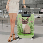 1-Piece Cat Floral Green Nature Cute Whimsical  Suitcase Luggage Cover, Stretch Protective Sleeve