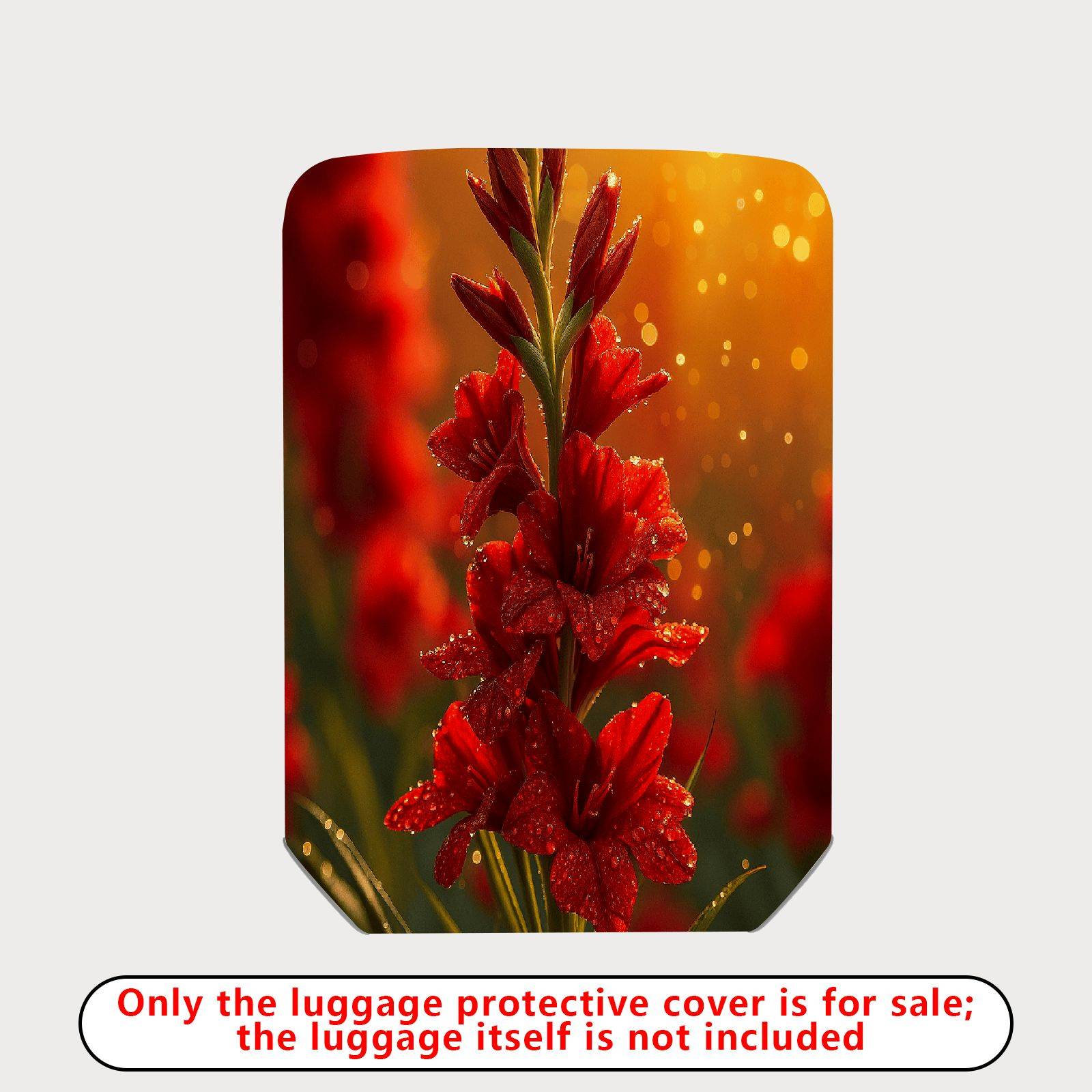 1-Piece Red Floral Sunset Dewy Glow Elegant Artistic  Suitcase Luggage Cover, Stretch Protective Sleeve