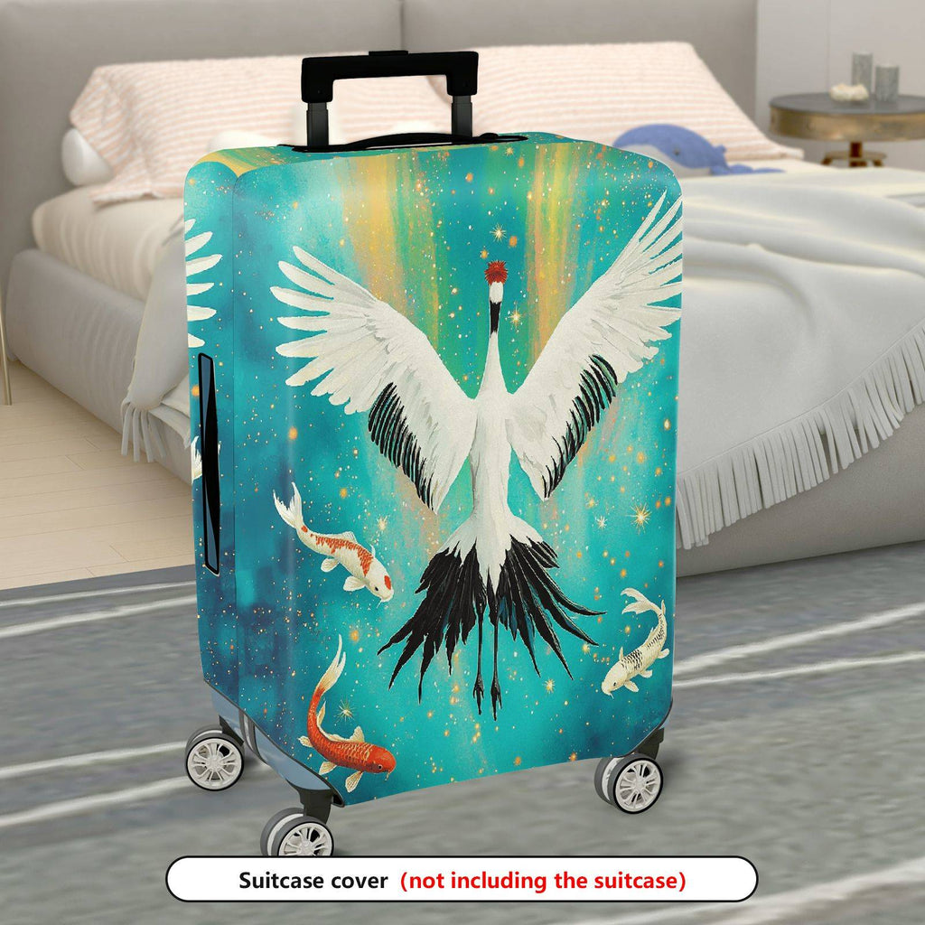 1-Piece Crane Fish Starry Sky Colorful Artistic Nature  Suitcase Luggage Cover, Stretch Protective Sleeve