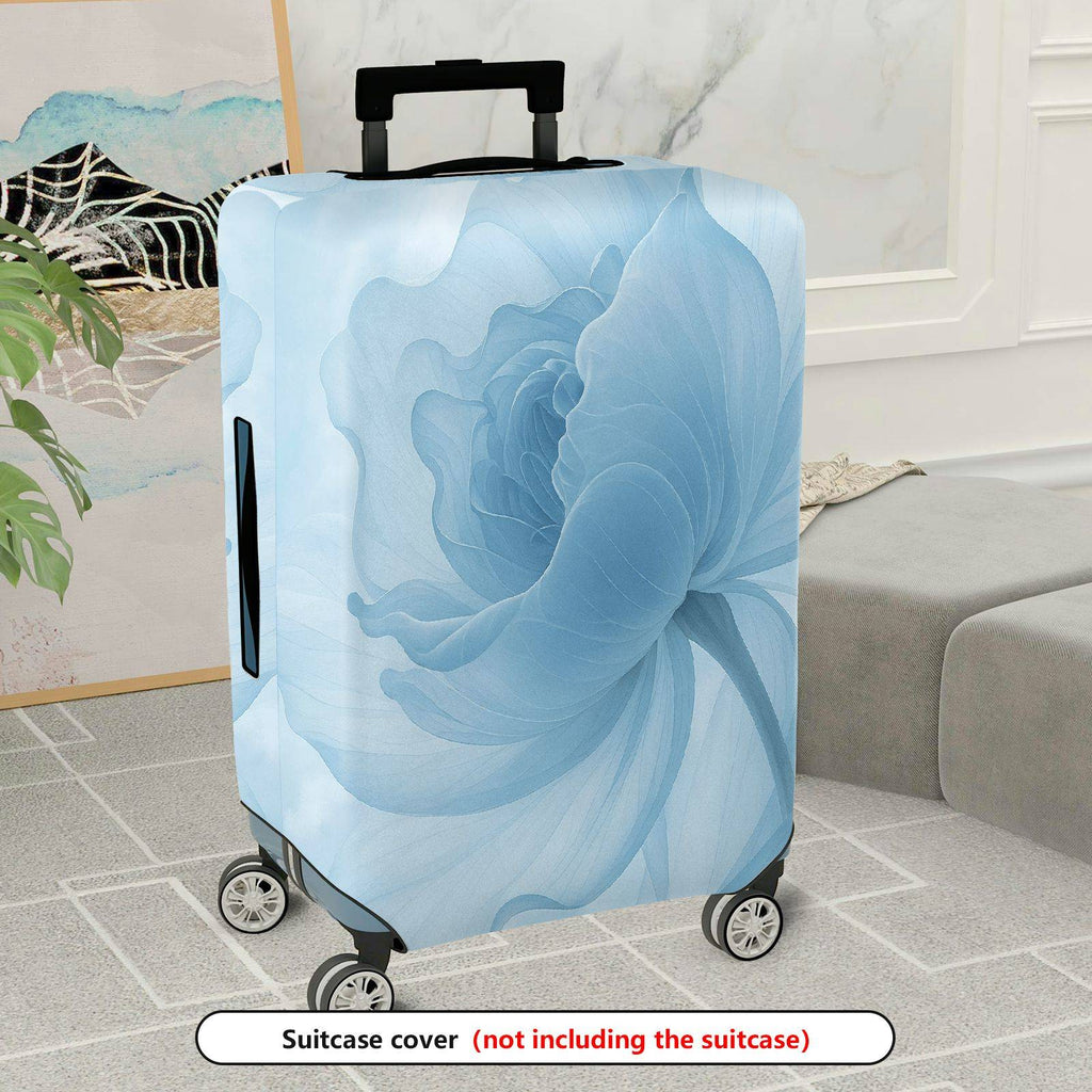 1-Piece Blue Rose Floral Abstract Artistic Elegant Trendy  Suitcase Luggage Cover, Stretch Protective Sleeve