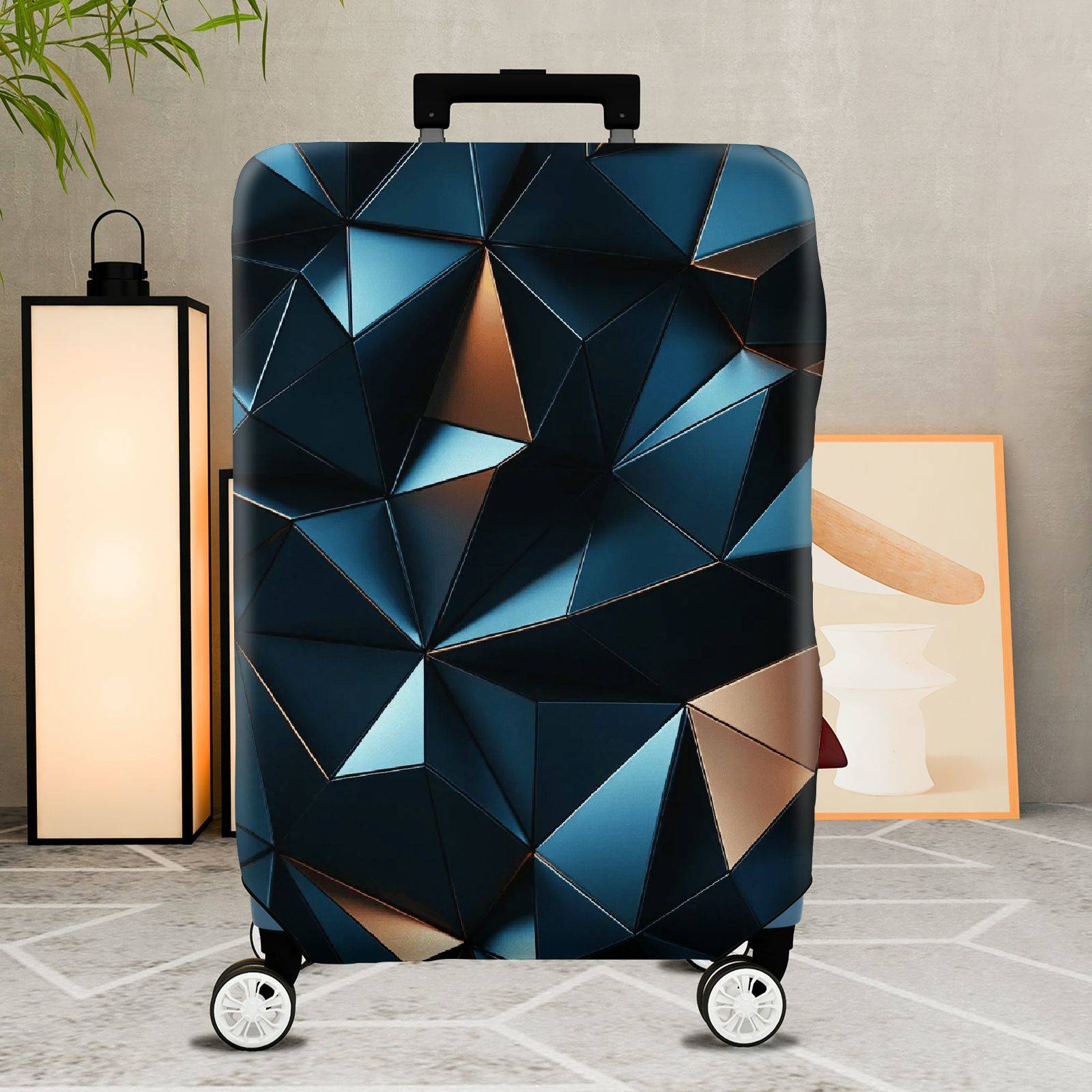 1-Piece Geometric Abstract Modern Stylish Artistic Unique  Suitcase Luggage Cover, Stretch Protective Sleeve