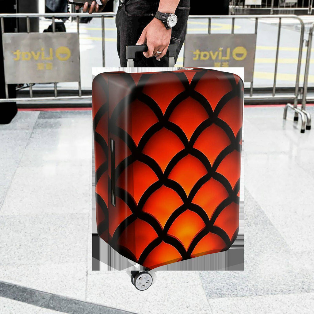 1-Piece Orange Black Geometric Abstract Modern Bold  Suitcase Luggage Cover, Stretch Protective Sleeve