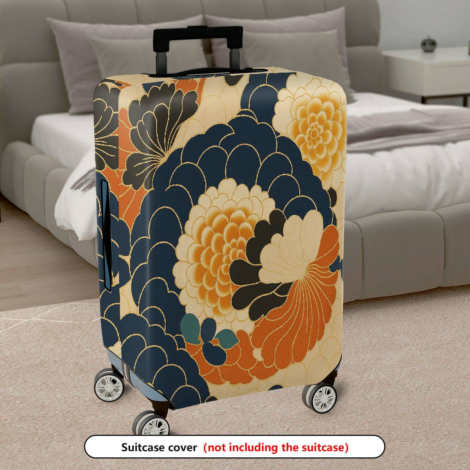 1-Piece Floral Pattern Retro Stylish Unique Traditional Vintage Artistic  Suitcase Luggage Cover, Stretch Protective Sleeve
