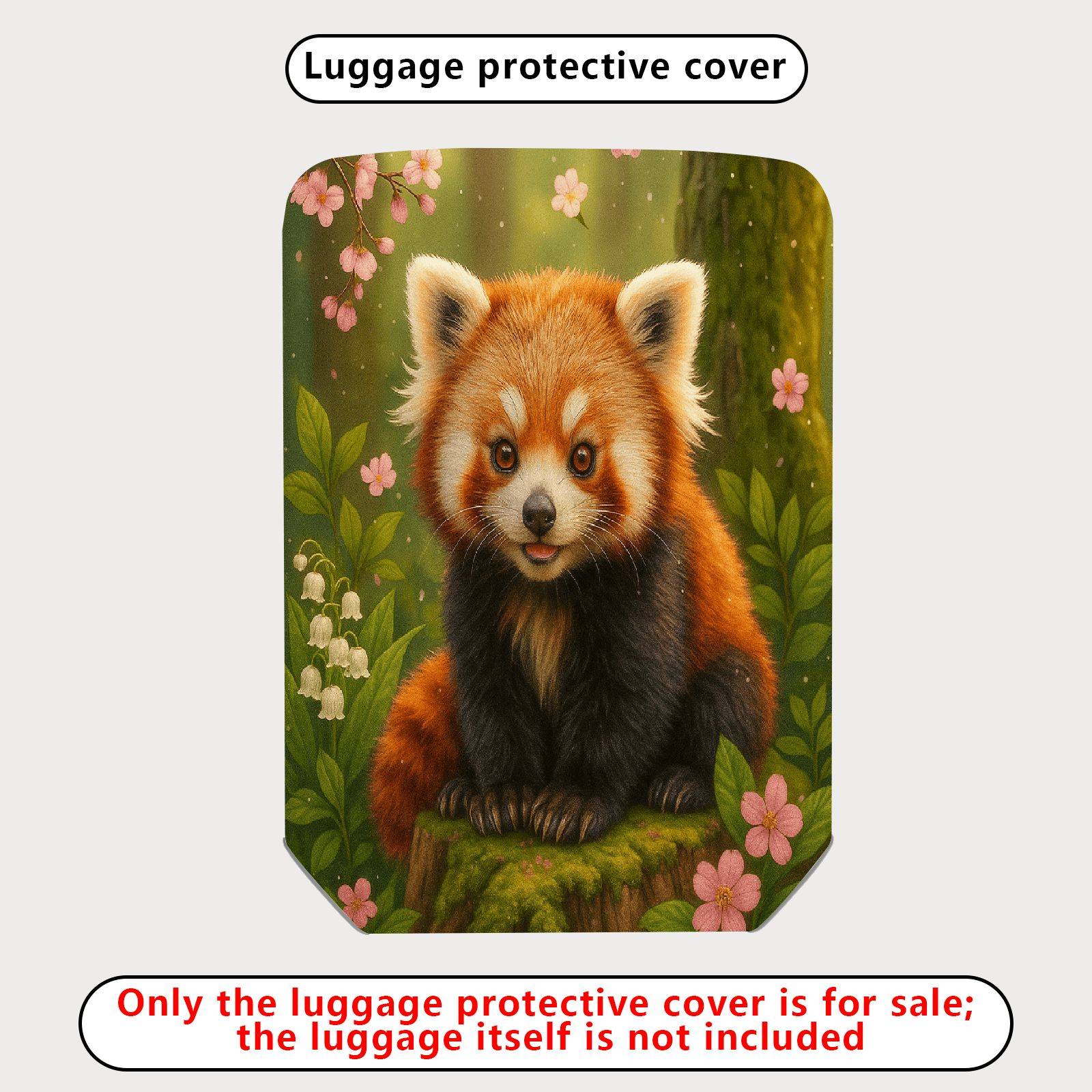 1-Piece Red Panda Floral Nature Forest Cute Animal  Suitcase Luggage Cover, Stretch Protective Sleeve