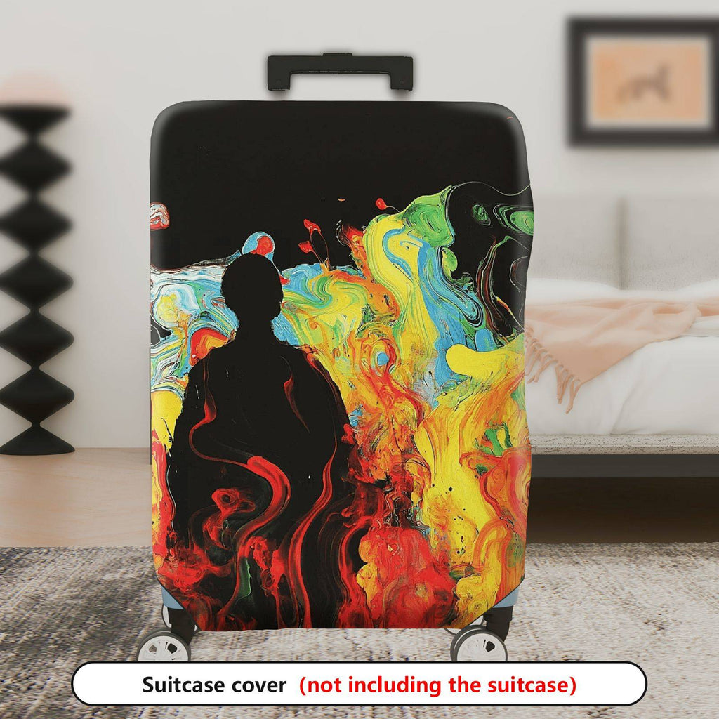 1-Piece Abstract Colorful Artistic Silhouette Creative Vivid  Suitcase Luggage Cover, Stretch Protective Sleeve
