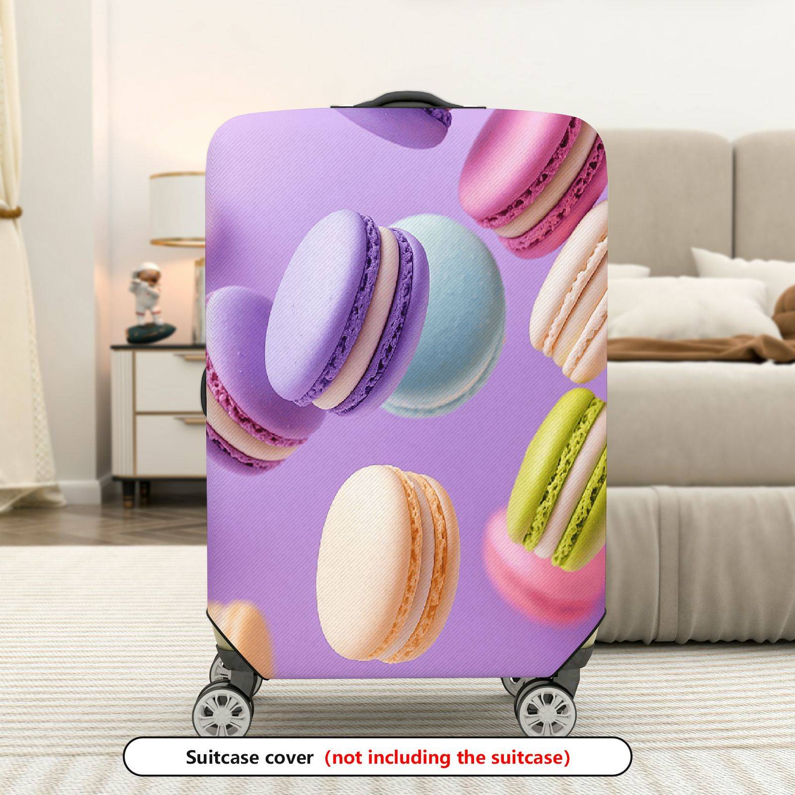 1-Piece Colorful Sweet Macaron Pastel Fun Cute  Suitcase Luggage Cover, Stretch Protective Sleeve