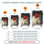 1-Piece Cute Christmas Winter Cat Red Hat Christmas Mug  Suitcase Luggage Cover, Stretch Protective Sleeve