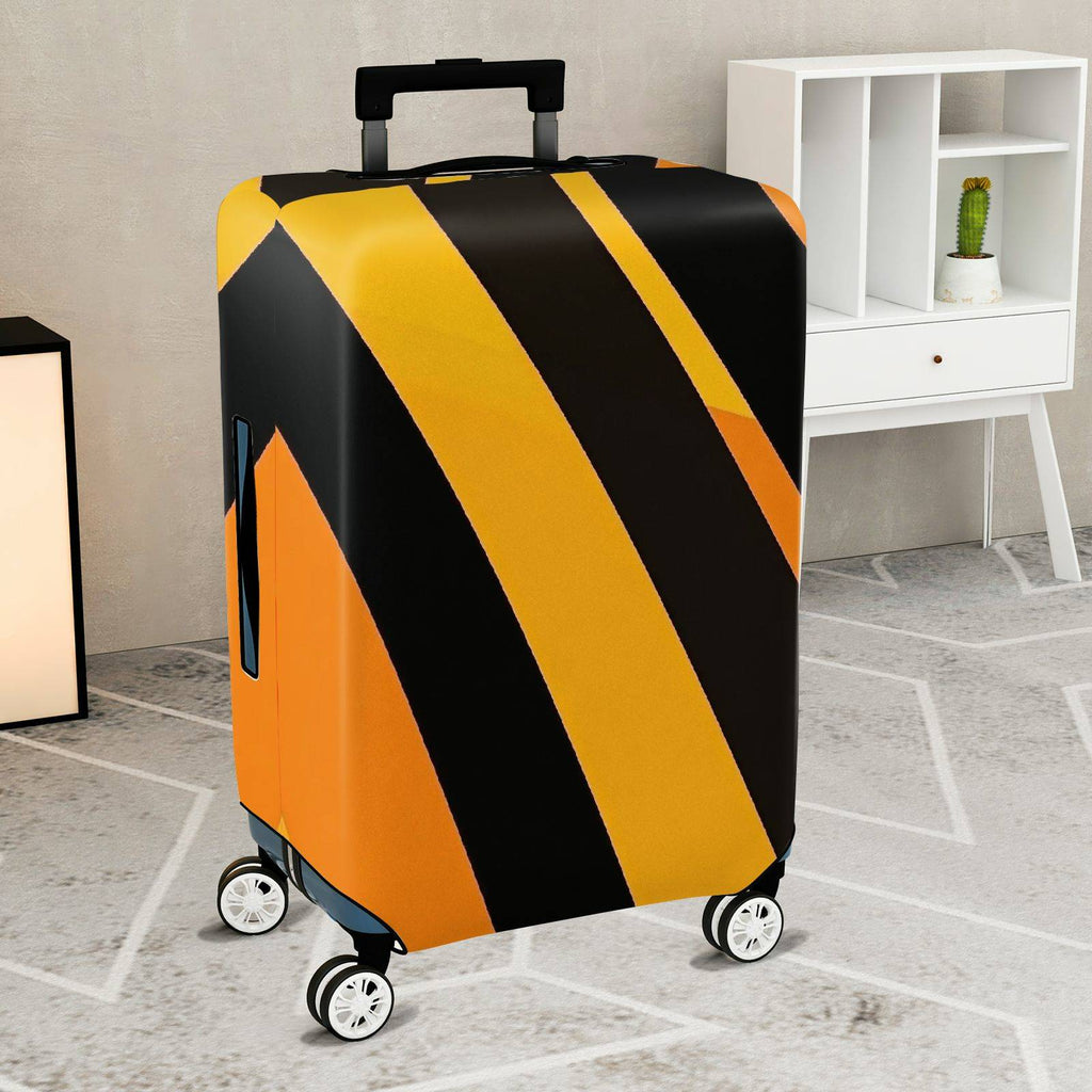 1-Piece Black Yellow Orange Diagonal Stripe Geometric Bold  Suitcase Luggage Cover, Stretch Protective Sleeve