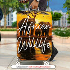 1-Piece African Wildlife Elephant Nature Sunset Tree Safari  Suitcase Luggage Cover, Stretch Protective Sleeve