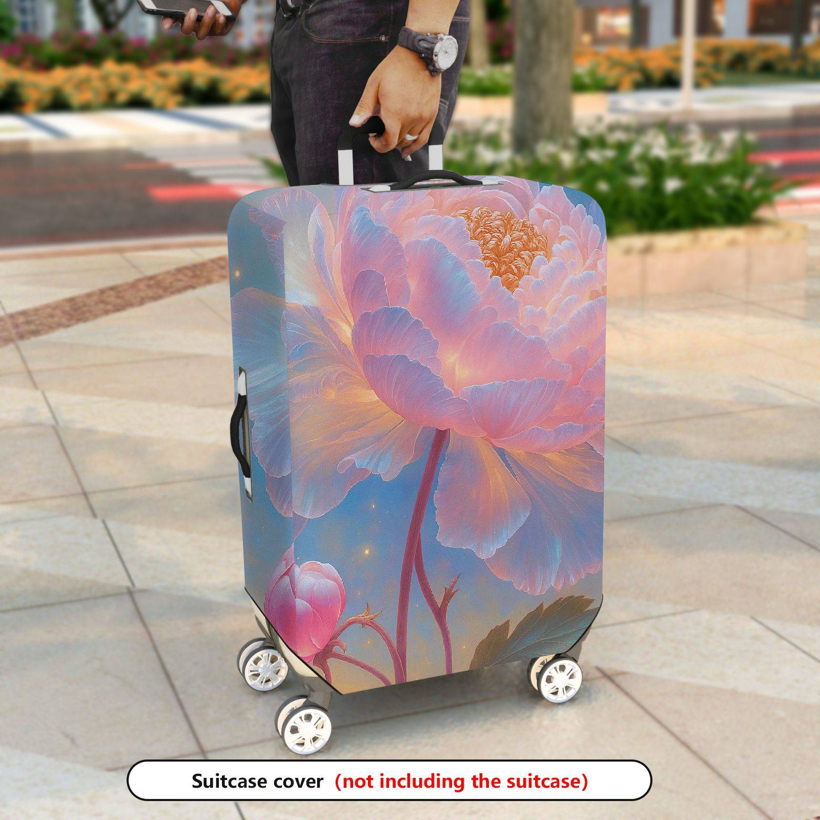 1-Piece Floral Artistic Pastel Dreamy Elegant Luggage  Suitcase Luggage Cover, Stretch Protective Sleeve