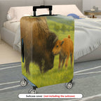 1-Piece Buffalo Landscape Pastoral Nature Animal Herd  Suitcase Luggage Cover, Stretch Protective Sleeve