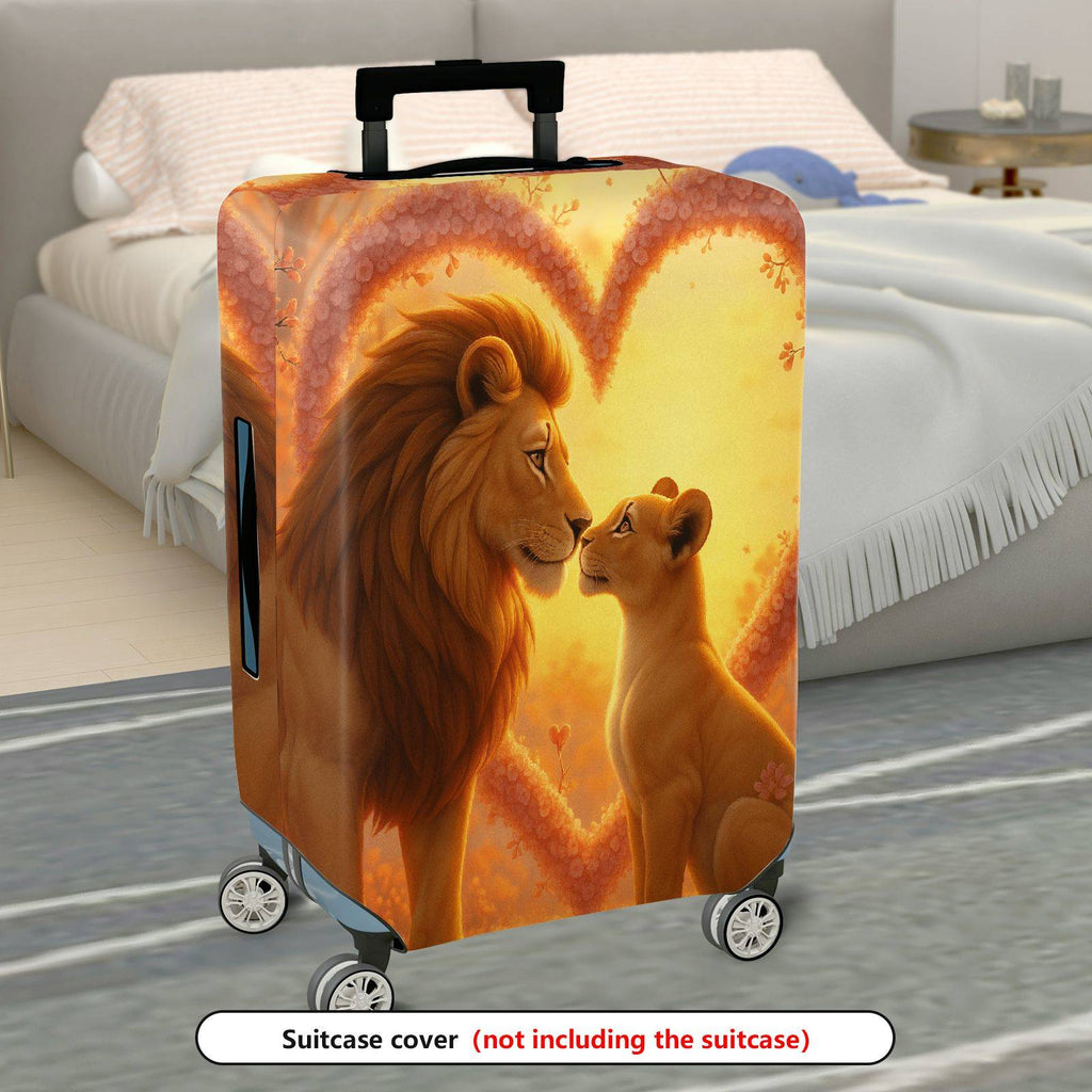 1-Piece Lion Heart Nature Artful Illustration Floral  Suitcase Luggage Cover, Stretch Protective Sleeve