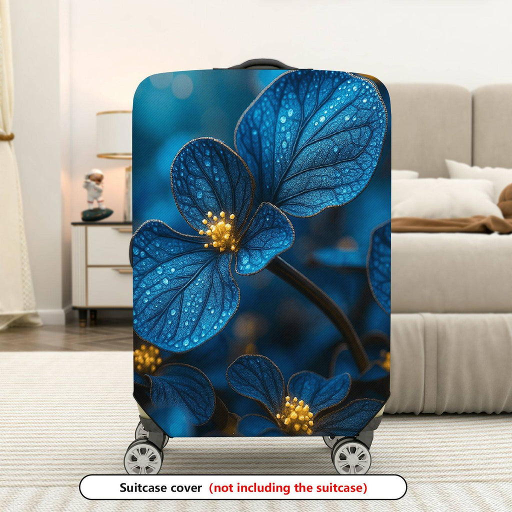 1-Piece Blue Floral Nature Abstract Artistic Elegant  Suitcase Luggage Cover, Stretch Protective Sleeve