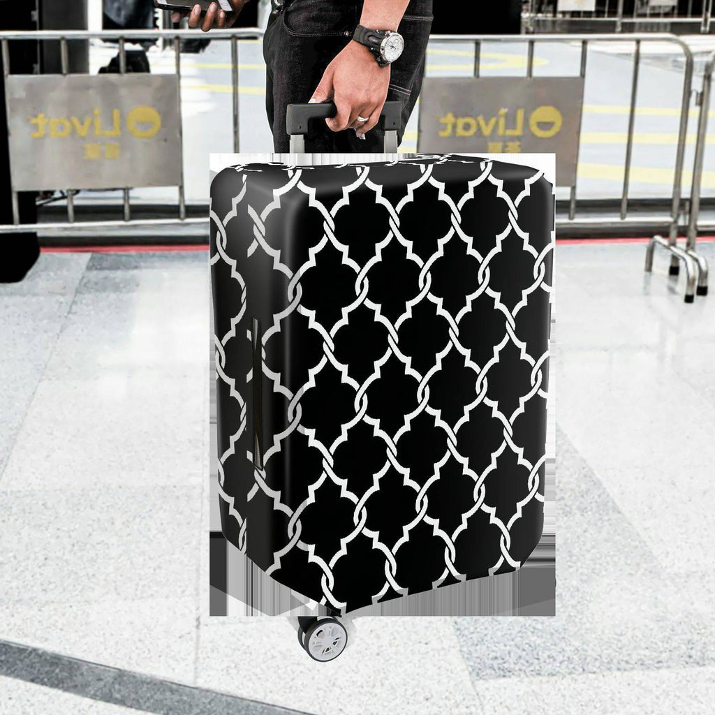 1-Piece Black Geometric Pattern Elegant Stylish Contemporary Modern  Suitcase Luggage Cover, Stretch Protective Sleeve
