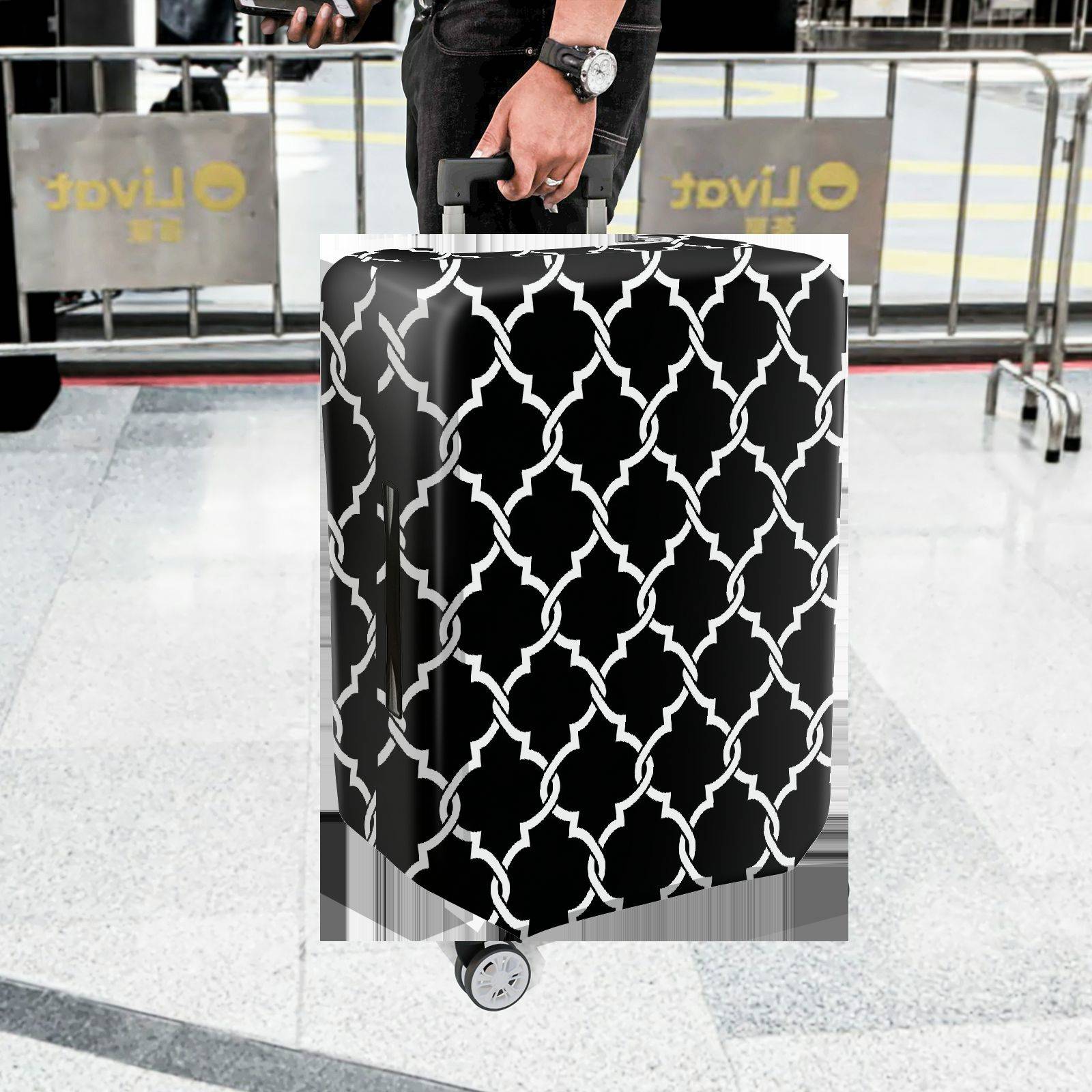 1-Piece Black Geometric Pattern Elegant Stylish Contemporary Modern  Suitcase Luggage Cover, Stretch Protective Sleeve