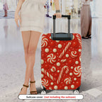 1-Piece Candy Cane Red Peppermint Christmas Holiday  Suitcase Luggage Cover, Stretch Protective Sleeve