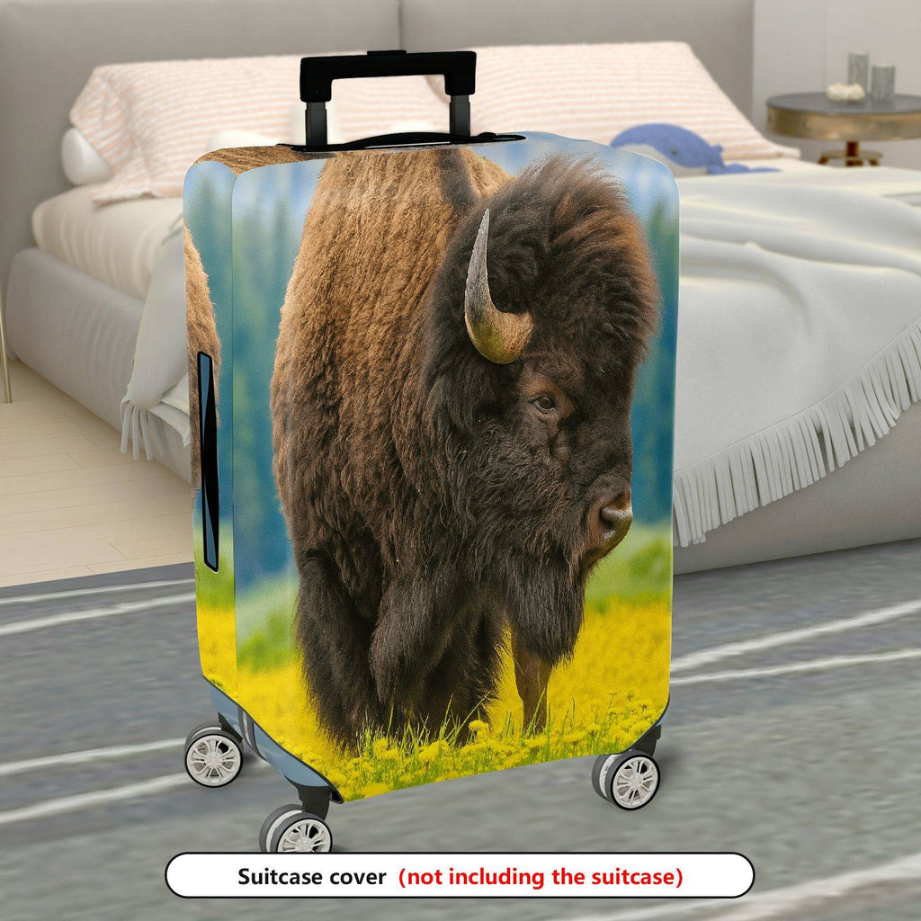 1-Piece Wildlife Bison Nature Landscape Animal Travel  Suitcase Luggage Cover, Stretch Protective Sleeve